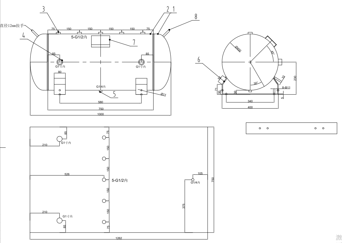 125l-horizontal-air-receiver-tank-carbon-steel-12bar-pressure-specification-2
