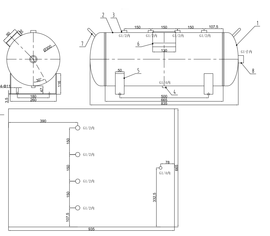 60l-horizontal-air-storage-tank-12-bar-working-pressure-specification-2