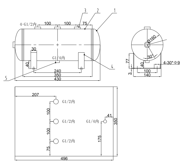 8l-carbon-steel-horizontal-air-receiver-tank-180psi-pressure-vessel-specification-2