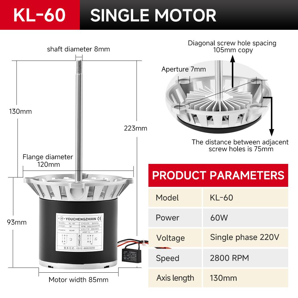 kl-60-long-shaft-motor-with-60w-power-and-2800-rpm-speed-specification-1