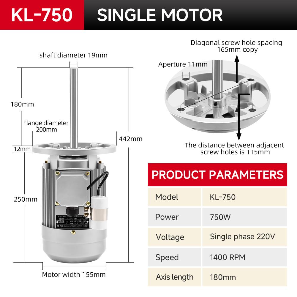 kl-750-long-shaft-high-temperature-motor-750w-1400rpm-single-three-phase-specification-2