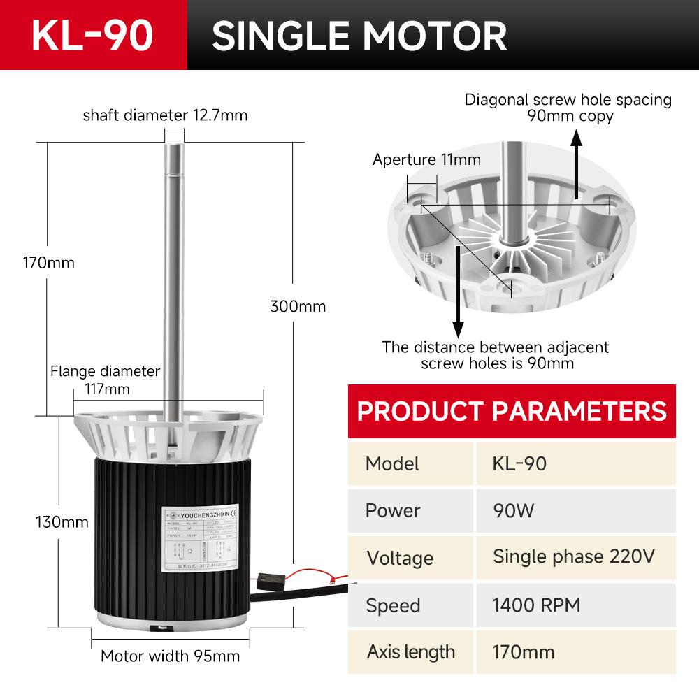 kl-90-long-shaft-high-temperature-motor-90w-1400rpm-single-three-phase-specification-1
