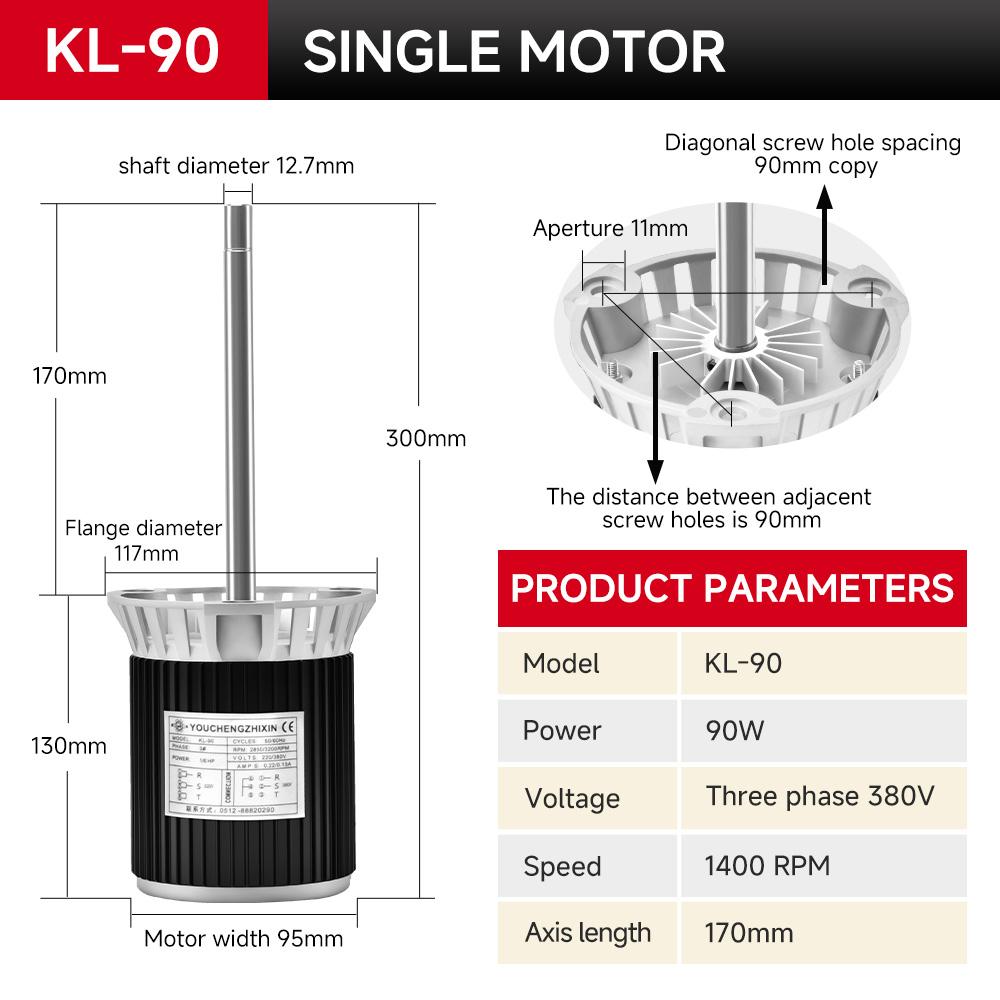 kl-90-long-shaft-high-temperature-motor-90w-1400rpm-single-three-phase-specification-2