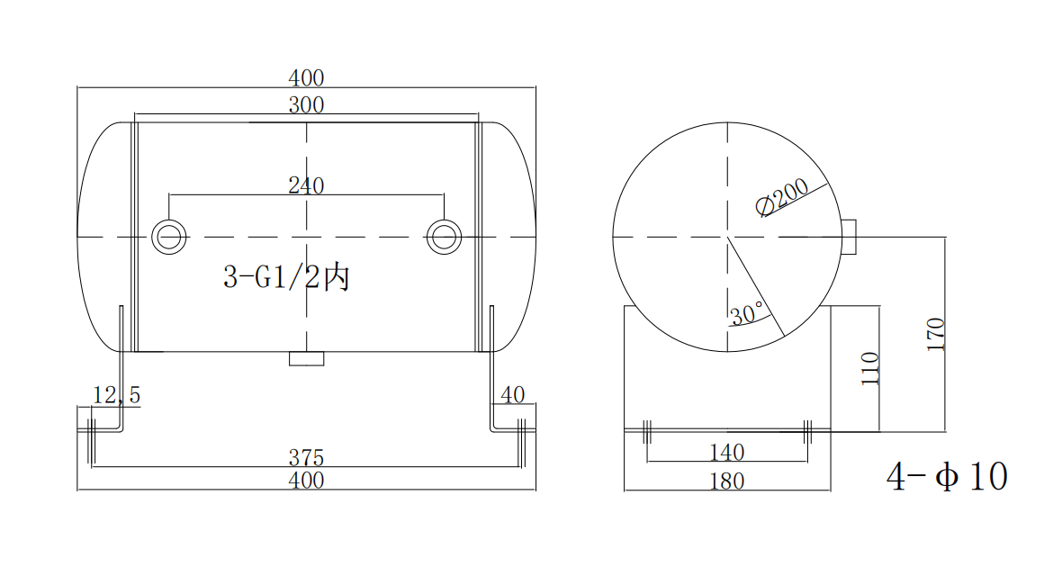 12l-horizontal-304-stainless-steel-air-receiver-tank-matte-finish-12-5bar-customizable-specification-2