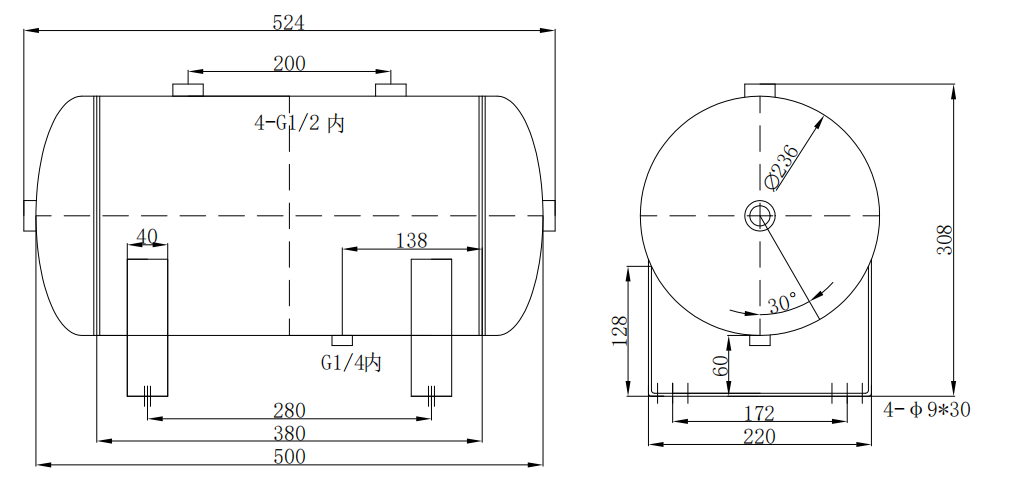 20l-horizontal-304-stainless-steel-air-storage-tank-matte-finish-12-5bar-immediate-shipment-customizable-specification-2