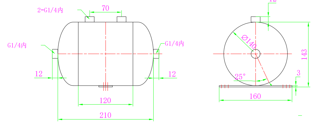 3l-frosted-stainless-steel-air-tank-12-bar-pressure-4-ports-specification-2