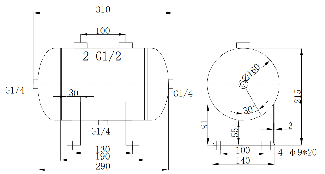 5lb-frosted-stainless-steel-air-storage-tank-with-5-ports-specification-2